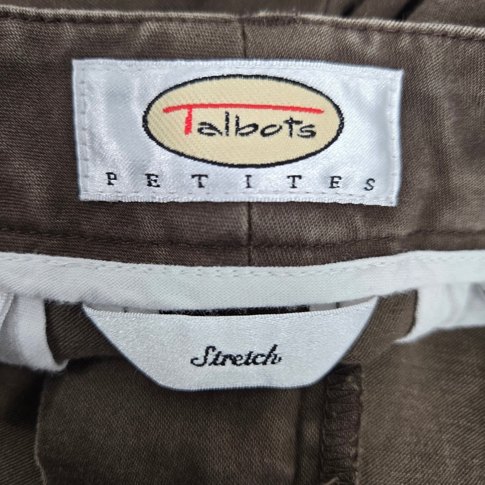 Vintage Talbots Petites Pants Womens 12P Brown Stretch Chinos Grandpacore Y2K - Picture 3 of 11